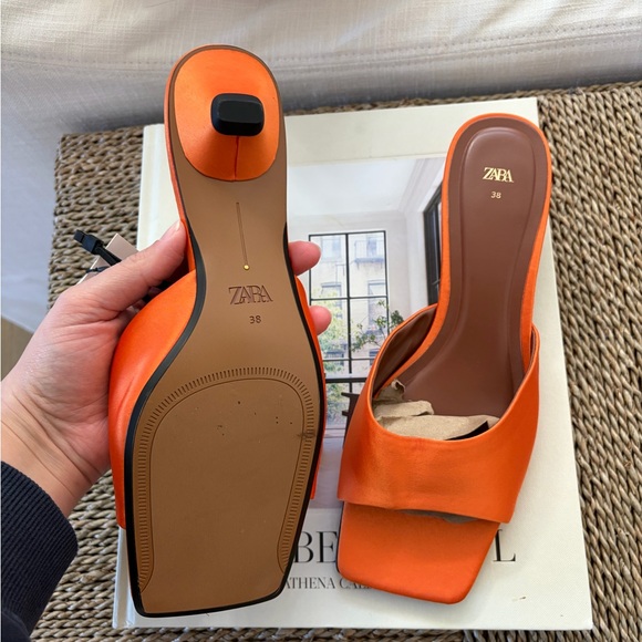 Zara Orange Heel Sandals 38 NEW - Picture 5 of 7